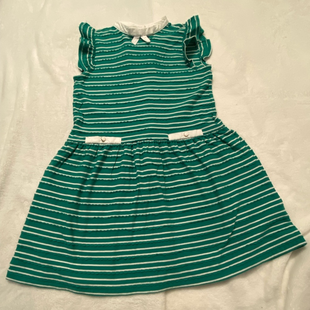 Janie and Jack Teal and White Striped Dress